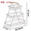 Cesta de Frutas com Alça de Madeira Ferro Forjado Água Camada Dupla Três Camadas Cesta Portátil Sala de Estar Cozinha Cesta Rack para Armazenamento de Pão Lanche