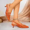 Novas Sandálias de Salto Médio Bico Fino com Fivela de Uma Tira para Mulheres, Moda Respirável, Sapatos Individuais Vazados Transfronteiriços, Biqueira Fechada, Calcanhar Aberto