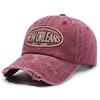 Gorra de béisbol casual de verano para mujer con agujero desgastado, moda retro, lavada, con letras bordadas, de copa suave, para combinar con todo, para hombre