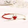 Pulseira Feminina Criativa de Prata de Lei S925 Maré Nacional Sensível à Temperatura que Muda de Cor Corte Bonito Veado Cordão Vermelho Tecido Cordão Com Sua Mão Todo o Caminho