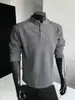 Sudadera Henley con patrón de espiga estilo americano para hombre, de otoño, moderna, elegante, corte relajado, capa interior casual, top