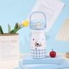 Copo de Palha Infantil com Alça em Estoque, Garrafa Térmica de Aço Inoxidável 316, Alto Valor Estético, Garrafa de Água Portátil Fofa para Meninas, Personalizável