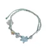Pulsera de Concha Estilo Vacaciones de Verano en la Costa Pulsera Tejida Dopamina Pulsera con Colgante de Concha Accesorio para Fotos en la Costa