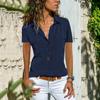 2026Ebay Aliexpress Wish Amazon Europeo y Americano Verano y Otoño Nuevas Camisas de Mujer con Solapa Camisas de Manga Corta para Mujer