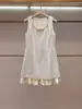 Vestido Regata de Malha com Decote U e Pedrarias para Mulheres, Estilo Socialite Francês, Nova Coleção de Verão, Roupas Femininas de Alta Qualidade, Shenzhen Nanyou