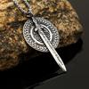 Collar de acero de titanio de Amazon, joyería de acero inoxidable para hombre, colgante vintage con espada y escudo de guerrero vikingo.