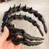 Diadema Negra de Lujo Ligero con Perlas Enrollada para Mujer Elegante Peine Revertido con Dientes Superiores para la Parte Alta de la Cabeza Tarjeta para el Cabello para Lavarse la Cara