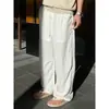 Pantalones de Lino Estilo Old Money para Hombre Verano Delgados Sueltos Caída Ancha Pierna Ancha Sensación de Navaja Curva Pantalones Casuales