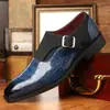 Novos Sapatos de Couro Masculinos Estilo Britânico com Padrão de Crocodilo e Fivela Salto Baixo Sapatos de Couro Casuais de Negócios Sapatos de Couro Versáteis de Luxo Leve para o Dia a Dia
