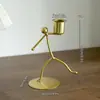 Adorno de Candelabro de Hierro Forjado Estilo Europeo Decoración Creativa para Sala de Estar Portavelas Prop para Cena Romántica a la Luz de Velas en Restaurante