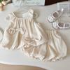Vestido de tirantes floral lindo con lazo para niñas pequeñas 2026 Nuevo elegante estilo princesa sin mangas de moda