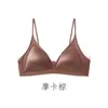 Sujetador de encaje para mujer sin costuras, transpirable, estilo francés, con tirantes finos, copa triangular, anti-caída, soporte lateral para el pecho, estilo fino de verano