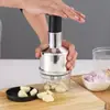 Picadora manual de ajo de acero inoxidable 304, Machacador de ajo, Picadora de cebolla y jengibre, Prensa de ajo multifuncional