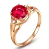 Múltiples Estilos de Anillos de Corazón de Ángel Incrustados de Diamantes, Anillos de Moda de Turmalina Rojo Sangre de Paloma, Anillos de Piedra Roja con Diamantes Chapados en Oro Rosa al por Mayor