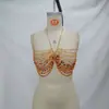 Colete de corrente de corpo multicamadas com contas europeu e americano YYF, contas retrô laranja e marrom, usado como camada externa, perfeito para um look moderno