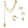 Clips para la oreja de moda popular transfronteriza para hombres y mujeres, aretes personalizados de lujo ligero, cartílago falso sin perforar, aretes retro simples al por mayor