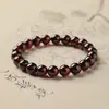 Pulsera de Granate Natural, Completamente Limpia, Grado Coleccionable, Fantasma Rojo, Pulsera Exquisita para Hombres y Mujeres, Joyería Apilable de Círculo Único al por Mayor