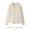 Jaqueta Simples de Caxemira Feminina Estilo Coreano com Gola Polo Cor Clara Look Emagrecedor Solto Roupa de Trabalho Outono e Inverno Novo Cardigã Tricotado