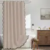Cortina de Ducha de Lino Imitación Nuevo Estilo Transfronteriza Color Sólido Borde Ondulado Cortina Impermeable para Baño Cortina Divisoria para Baño Personalización