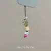 Colgante Corto de Árbol Pequeño Lindo Infantil Vintage Nicho Hecho a Mano con Cuentas Cadena para Teléfono Bolso Llave Colgante Versátil para Mujeres