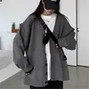 Otoño/Invierno 2026 Nuevo Suéter Cardigan de Punto Casual Holgado Estilo Coreano Moderno Único Color Sólido Moda para Mujer