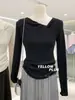 Diseño Trenzado Fresco y Suave, Estilo Sencillo, Tejido de Manga Larga, Camisa para Mujer, Top Estilo Coreano para Principios de Otoño