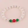 Colar de contas de mármore branco imitação de jade 8mm pulseira de contas redondas multicoloridas gelo através pulseira DIY colar atacado