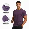 Venda Quente na Amazon Camiseta Estampada de Manga Curta Secagem Rápida Respirável Roupas de Fitness Masculinas Alta Elasticidade Logo Estampado Solta Roupa Esportiva para Homens