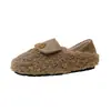Zapatos planos de lana de cordero estilo francés para mujer, nueva colección otoño/invierno 2025, forrados de felpa, punta redonda, zapatos peludos, adecuados para ir al trabajo