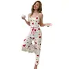 Pijama camisola de amor con tiras de pit para mujer, ropa para el hogar de venta caliente transfronteriza entre Europa y Estados Unidos, que puede usar pantalones, traje de dos piezas