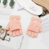 Luvas de lã coral femininas, quentes, à prova de frio, cor sólida, estudantes, adultos, meio dedo, espessadas, escrita, ciclismo, digitação, resistente ao frio