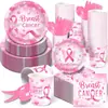 Mm351 Fita Rosa Louça Festa Conjunto de 8 Peças Fita Decoração de Feriado Prato de Papel Copo de Papel Conjunto