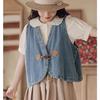 Chaleco de mezclilla dulce vintage 2025 Chaqueta corta para mujer Verano Nuevo Versátil Casual Top en capas