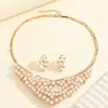 3 piezas nuevo moda perla imitación aleación collar pendientes traje damas boda boda joyería accesorios regalo