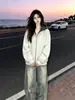 Sudadera con capucha y cremallera de color liso, estilo retro, moderna, de nicho, con personalidad, forro de dos piezas, para mujer, nuevo top casual de otoño/invierno