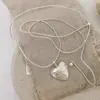 Collar con Colgante de Corazón Electrochapado Nuevo Europeo y Americano Cadena Larga de Lana Joyería de Lujo Ligero de Nicho para Mujer Otoño e Invierno