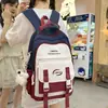 Mochila nueva de gran capacidad, elegante, estilo japonés con bloques de color, para estudiantes de secundaria y preparatoria, mochila para computadora simple y versátil