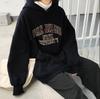 Suéter com Forro de Lã Espessado Estilo Americano Estilo de Hong Kong Vintage Chic Feminino Outono e Inverno ins Solto Estilo Coreano ulzzang Jaqueta com Capuz