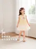Vestido de Menina Saia Doce Animada 2026 Verão Novo Estilo Menina Renda Francesa Botão nas Costas Saia de Tule