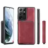 Adecuado para Samsung S21 Ultra Bolsa Magnética con Cremallera Dividida Carcasa Trasera para Teléfono Móvil Porta Tarjetas Tipo Cartera Flip Funda Protectora S21