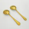 Colher Redonda de Aço Inoxidável Atacado, Colher Banhada a Ouro, Colher de Sopa, Colher para Casa Restaurante Hotel, Colher de Sobremesa, Colher Multiuso