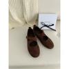 Zapatos Planos Elásticos de Tira Cruzada Estilo Coreano Boca Baja para Mujer Otoño 2025 Tacón Bajo Punta Redonda Mary Janes Zapatos Estilo Bosque para Mujeres Jóvenes Modernos