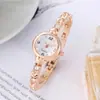 Encantador Reloj Pulsera de Corazón en Oro Rosa con Pedrería, Esfera Minimalista para Mujer Estudiante, Reloj de Pulsera de Cuarzo