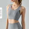 Roupa íntima esportiva de alta resistência combinando com cores de primavera e verão, peça única feminina com bojo no peito, fivela traseira sem costura, sutiã de ioga para corrida ao ar livre