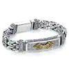 Pulsera de Hombre Yu Hong Retro Moderna Plata Moda Personalidad Creativa Joyería Patrón de Paz Vajra Cadena Venta Directa de Fábrica