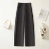 Calça pantalona marrom para mulheres, nova coleção outono 2026, cintura alta, modelagem que afina, casual e com caimento relaxado, adequada para baixinhas, com design solto e perna levemente curvada