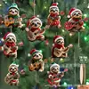 9 Piezas Disfraz Navideño Perezoso Tocando la Guitarra Decoración de Madera para el Hogar y la Ventana Adornos Colgantes