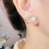 Pendientes de Diosa Elegantes y Sencillos con un Toque de Alta Gama, Exquisitos Pendientes de Botón Florales con Piedra Ojo de Gato en Plata S925, Diseño de Nicho para un Look Juvenil