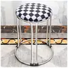 Mesa de jantar de 46 cm de altura com estrutura de aço reforçada, design popular, aço inoxidável espessado e reforçado, banqueta alta estilosa para uso doméstico, banqueta redonda
