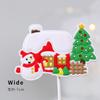 Decoração de bolo de Natal 2024 urso coelho cartão anel de grama folhas chuva seda véspera de Natal festa de feriado plug-in